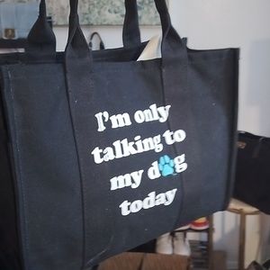 Black talking dog tote